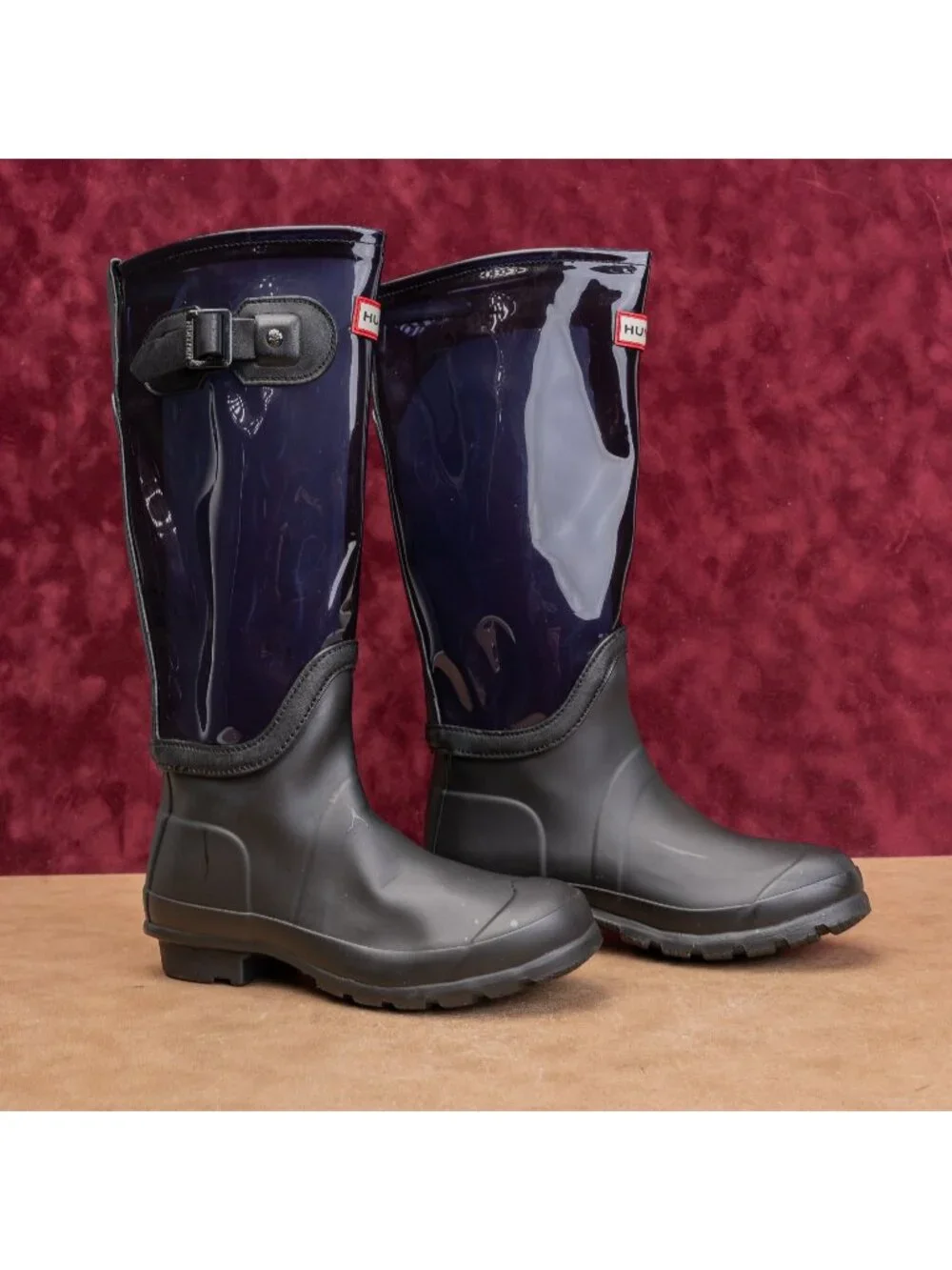 Hunter Unisex Original Clear Black Festival Party Wellies Rain Boots sz 5.5M 6F
